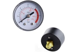 SAIYANA Compresseur D'air Manomètre Fluide Hydraulique Pneumatique 0-12Bar/0-170PSI