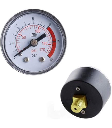 Manomètre 40mm 0-60psi 0-4bar - Aiguille Rotative Double Échelle - Testeur Pression Gaz Eau Huile