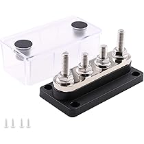 Gloaso Busbar stroomdistributieblok 300A Heavy Duty Marine Busbar met 4x M8 palen terminals batterij aansluitblok 12V-48V DC 300 Amp voor Automotive Boot Solar en meer, rood