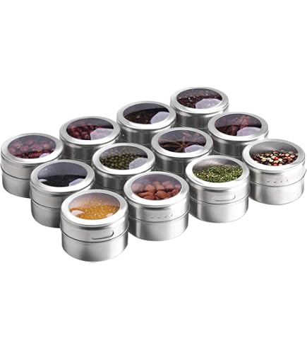 Lot De 2 Boîtes à épices Magnétiques En Métal - 90x35 Mm, Couvercles Transparents - Pour Réfrigérateur, Rangement Cuisine, Organisateur