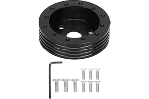 Suuonee Steering Wheel Spacer, 1in Aluminum Steering Wheel Hub Spacer for 5 6 Hole Wheels to 3 Hole Adapter[Black]