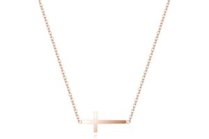 AllerPierce Cross Necklace for Men Women Faith Necklaces Stainless Steel Silver Rose Gold Cross Pendant Necklace Simple Religious Jewelry Gifts, 16-24 Inches Chain
