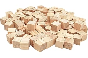 ANKTILY Wooden Cubes 1.5cm/100pcs, Unfinished Square Wood Blocks Natural Wooden Blocks for Crafts, Carving and DIY Projects