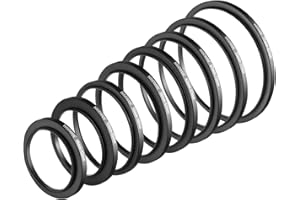 Neewer® Kit de 8 Pièces Bague Adaptateur Step-Up Démarche Fabrique en Prime en Aluminium Anodisé, Comprend : 49-52mm, 52-55mm, 55-58mm, 58-62mm, 62-67mm, 67-72mm, 72-77mm, 77-82mm--Noir