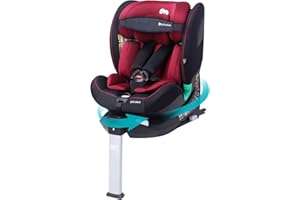 globalkids i-Size 360 Swivel Car Seat, Group 0+123 Car Seat with ISOFIX and Support Leg, ECE R129, 0-36 kg, 0-12years, 40cm-150cm, Red