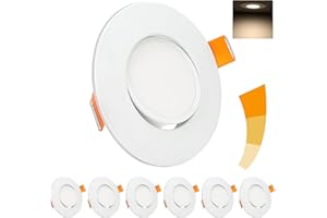BOYIR Spot LED Encastrable Dimmable 5W 4000K Blanc Neutre 460LM Spot LED Extra Plat 230V Orientable 45°Diamètre du trou 68mm Spot Salle de Bain Rond Blanc pour Salon Chambre à coucher, Lot de 6