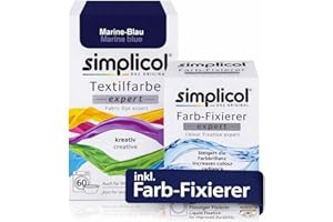 simplicol : Kit Complet Teinture Expert + fixateur : Votre Teinture Express (Paquet 300g + Flacon 90ml) - Bleu Marine