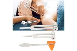 QITERR 3 PCS Tuning Fork Set, Aluminum Alloy Silver Neurological Tuning Fork Percussion Hammer Sound Healing Therapy Tool Set Perfect Healing, Musical Instrument, Balancing, Healers, Vibration 128Hz+256Hz
