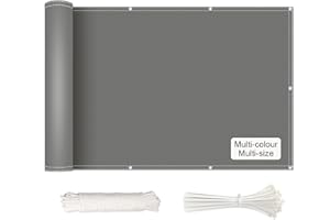 NKADNB Osłona balkonowa z ochroną przed wiatrem, promieniowaniem UV, bez wiercenia, na balustradę balkonową, taras i do ogrodu, szara