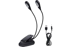 SERLIUM Wiederaufladbare Notenpultleuchte, Clip-On-Leselampe, 8 LED-Buchlampe, 3-stufige Helligkeit, Augenschutz für Klavierorchester, Bücherwürmer, Handwerk(6 led-leuchten)