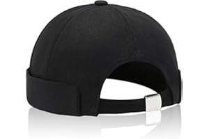 UILYNIU Black Docker Hat Men's Fisherman Beanie Skull Cap Brimless Vintage Fashion Adjustable Skullies for Men