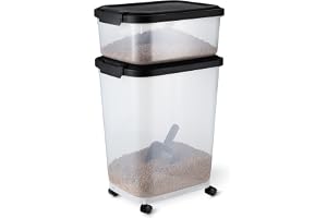 Amazon Basics foderbehållare för husdjur, 15,8kg + 4,5kg, transparent och