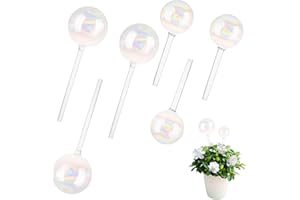 LDXDRU 6 Pack Plant Watering Globes, 14 x 5cm & 22 x 7cm Glass Plant Watering Bulbs, Iridescent Self Watering Globes Plant Self Watering Stakes for Indoor Outdoor Plants