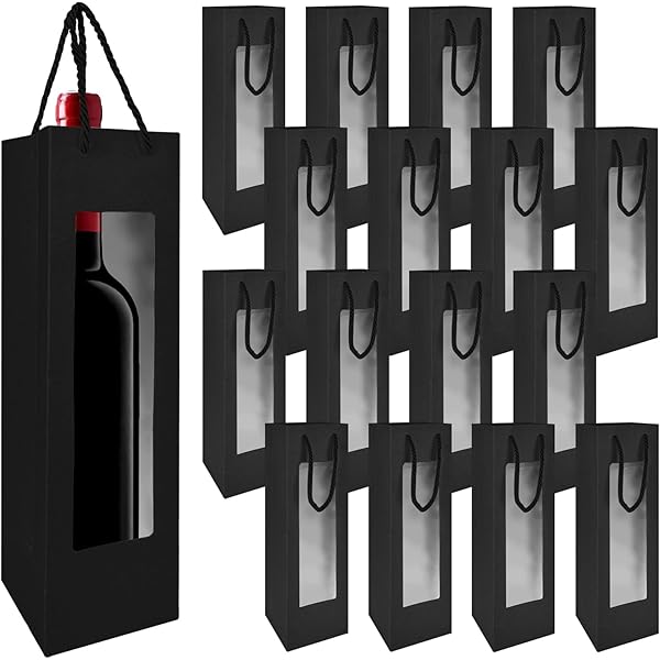 Sacchetti Regalo Per Vino - 12 Pezzi, Carta Kraft, Con Manici - Foto 2