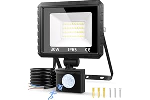 LIGHT-BRIGHTLY Projecteur Led Exterieur Detecteur de Mouvement, 6500K 36 Leds Spot Led, 3000 LM IP65 étanche Extérieur Led Murale for Jardin Patio Garage Cour Terrasse