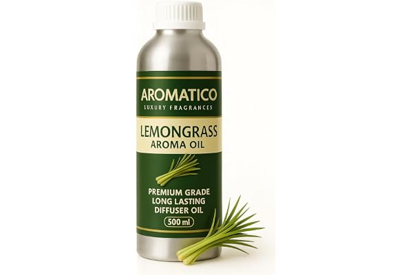 AROMATICO Lemongrass Diffuser Oil for Strong, Long-Lasting Aroma. Light, Citrusy, Stress Relieving Aroma Oil for Home Fragrance & Aromatherapy. Versatile Use in Diffusers, Air Fresheners - 500ML