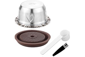 XIHIRCD Kapsulki Wielokrotnego Uzytku do Nespresso Vertuo, Zestaw Kapsulek z Kawa Wielokrotnego Uzytku o Pojemnosci 230 ml ze Stali Nierdzewnej z 1 Silikonowa Pokrywka, 1 Lyzeczka i 1 Pedzelkiem