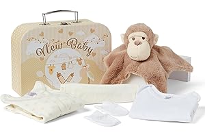 Baby Box Shop Coffret Naissance Les Incontournables du Nouveau-né Incluant Doudou Body Grenouillère Bavoir en Coton et des Moufles