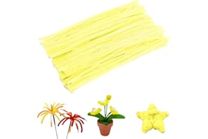 MOCASTLE 100 PCS Pipe Cleaners for Craft, Macaroon Yellow 30cm Long, Flexible Pipe Cleaners for DIY Arts and Crafts Project, Plush Wire Bending Handcraft Decoration