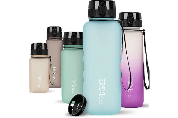 720°DGREE Botella Agua 1,5 Litros “uberBottle“ - Tamiz-Fruta, softTouch - Sin BPA, Prueba de Fuga, Reutilizable, Antigoteo - XL Cantimplora, Water Bottle ideal para Fitness, Gimnasio, Deporte, Outdoor