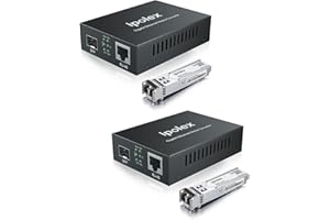 Ipolex convertidor de Medios Gigabit Ethernet, 1.25G SFP Puerto Convertidor de Medios de Fibra óptica, Multimodo LC Convertidor Equipado con un SFP-SX transceptor (850-nm, 550-m@OM2OM3MMF). 2-Pack.