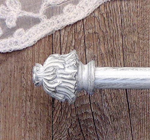 Gardinenstange Vorhangstange Gardinenstange variable Länge Landhaus Shabby Chic – Vintage – 160-300 – Weiß / Silber – Metall - 3