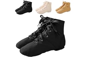 E-ALLDIR Chaussures De Danse Chaussure de Ballet Boot Semelle Souple Yoga Gymnastique Split Plate Ballet Doux Toile Chaussons pour Hommes Femmes Little Kid Lacets Filles Canvas Jazz Dance Bottes 40 Noir