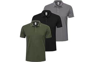 ZENGVEE 3 Pack Mens Polo Shirts UK Breathable Wicking Tops for Men Adult Work Golf T Shirts with Button Closure for Running Sports Outdoor Multipack