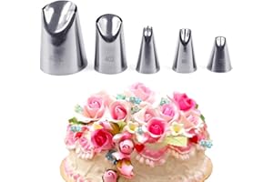 Decorazione Torte Set, FantasyDay 5 Pezzi Ugello in Acciaio Inossidabile Professionale da Pasticceria - Bocchette Decorative Accessori per Torte, Cupcakes, Pasta di Zucchero, Muffin, Dolci, Biscotti