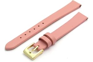 WATCHWATCHWATCH Fine Calf Leather Watch Strap Band 12mm Pink with Gilt (Gold Colour) Buckle. Free Spring Bars (Watch Pins)