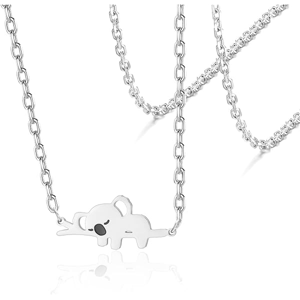 Collana Koala In Argento Sterling 925 Con Ciondolo Orso Koala Che Abbraccia Un Ramo, Gioiello Animale Per Donne E Ragazze, Regalo Simpatico In Confezione Regalo