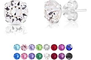 DTPsilver® Boucles d'Oreilles Femme Argent - Swarovski - Clous d'Oreilles - Boucle d'Oreille Homme Argent - Swarovski Femme - Boucles d'Oreilles Argent - Clou Oreille Argent Femme - Diamètre: 6 mm