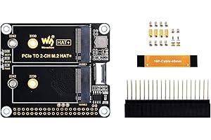 Waveshare PCIe To 2-Ch M.2 Adapter For Raspberry Pi 5, Compatible With 2230/2242 Size NVMe Solid State Drive, High-Speed Reading/Writing