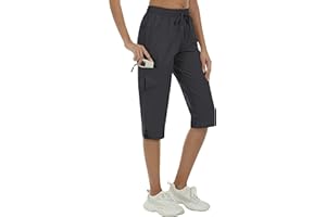 MoFiz Pantalones Cortos Cargo Mujer Capri Pantalones Ligero Elastico Verano Pantalon Hiking Deportivo para Senderismo Trekking con Bolsillos