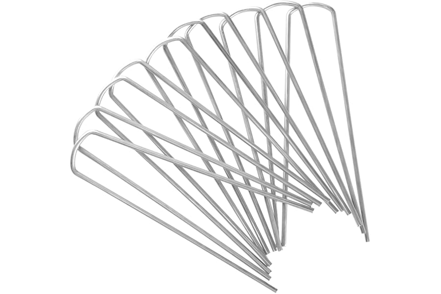 Besto Garden Pegs Heavy Duty Tent Pegs Metal Ground Pegs Galvanised Steel Peg for Camping, Securing Weed Control Fabric, Ground Sheets Membrane, Netting, Fleece and Astro Turf | Pack of 10