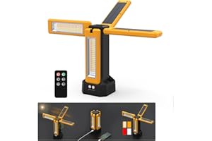 IODOO Foco de Construcción LED con Batería Solar con Trípode, Batería de 13200 mAh de Capacidad, Foco Recargable de Trabajo 8000 Lúmenes, Para Obras de Camping, Estudio (Naranja sin soporte)