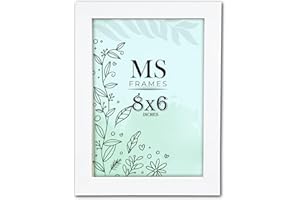 AI Decor 8x6 Inch White Picture Frames (20.3x15.2 cm) Poster Frame - Clear Acrylic Display Poster MDF Wooden Portrait/Panoramic - Flat Wall Mount Hang Hooks & Free Tabletop Stand