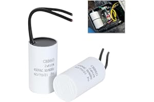 QNENEAM 2 Stück 2µF 450V CBB60 Kondensator, Anlaufkondensator, Motorkondensator Arbeitskondensator für in Haushaltsgeräten, Langlebig, Umweltfreundlich, mit Kabeln, geeignet für Umwälzpumpe, Wandkessel Boiler