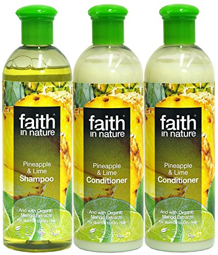 Faith In Nature Pineapple And Lime Shampoo & 2 x Conditioner Trio