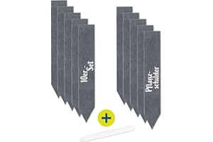 ‎HOBERG Hoberg Schiefer-Pflanzschilder 10er-Set – Robuste Schieferplatten für Garten, Kräuterbeet & Hochbeet | Wetterfest, langlebig & ideal für Gewächshaus | 15x2,5cm [schwarz]