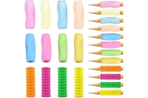 FAVSON 12Pcs Pencil Grips for Children, Children's Silicone Pen Grips Foam Pen Grips, Ergonomic Posture Correction Writing Aid for Left & Right Handed Kids, Toddlers, Pre-Schoolers, Adults (3 Styles)
