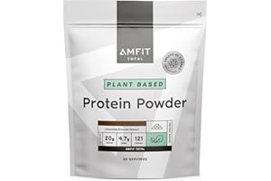 Marca Amazon - Amfit Nutrition Proteína en polvo de origen vegetal, brownie de chocolate, 900g