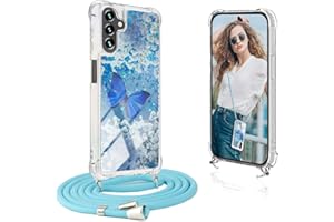 Ptny Coque Samsung Galaxy A54 5G avec Cordon, Samsung Galaxy A54 5G Coque pour Lanière Silicone TPU Réglable, Samsung Galaxy A54 5G Case Tour de Cou Chaîne Lanière, Bleu