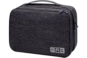 CRAGMUT Organizzatore di Accessori da Viaggio per L'elettronica a 2 strati, Borsa per Cavi Impermeabile, Borsa Organizzatrice di Cavi di Grandi Dimensioni per Cavi di Ricarica Powerbank USB Sticks (Nero)