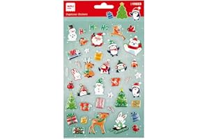 APLI Kids 19823 - Pegatinas Navideñas (temática Papá Noel Adviento), 40 stickers de adhesivo permanente con efecto puffy y relieve. Ideales para Scrapbooking, DIY o decorar regalos…