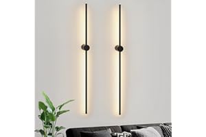 ZMH Lot de 2 appliques murales LED d'intérieur - Lampe de couloir - Noir - Longueur : 100 cm - Design moderne - 3000 K - Blanc chaud - Orientable - Pour chambre à coucher, salon, couloir, bureau