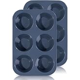 SUPER KITCHEN Juego de 2 Grande Molde de Silicona para 6 Magdalenas | Bandejas para Hornear Muffin con Recubrimiento Antiadhe