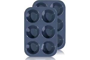 ‎SUPER KITCHEN SUPER KITCHEN 2 Stück Große Muffinform aus Silikon für 6 Muffins, Antihaft Muffinblech Antihaftbeschichtet Backblech Backform für Cupcakes, Brownies, Kuchen, Pudding, 27,8 x 19 x 5 cm (Grau)