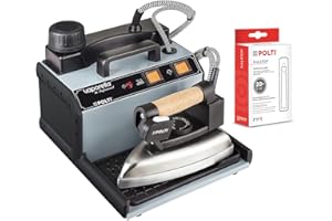 Polti Vaporella™ 2H Pro Kalstop Fer à Vapeur avec Chaudière, Capuchon de Sécurité, Semelle Aluminium, Poignée Liège, 3 bar, 1750 W, 20 Flacons Kalstop Inclus, Gris et Noir
