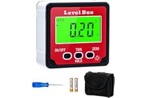 Tolesum 4 * 90° Inclinomètre Numérique, Rapporteur d'Angle Numérique, Base Magnétique, Écran LCD et Rétroéclairage Pour Menuiserie, Bâtiment, Automobile, Maçonnerie